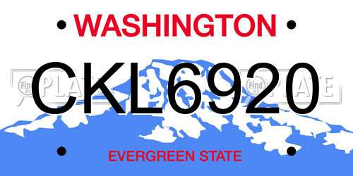 CKL6920 Washington License Plate