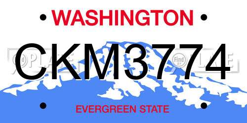 CKM3774 Washington License Plate