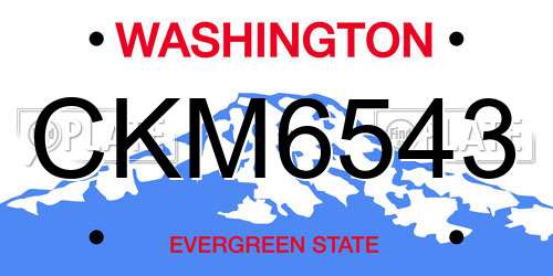 CKM6543 Washington License Plate
