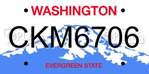 CKM6706 Washington License Plate