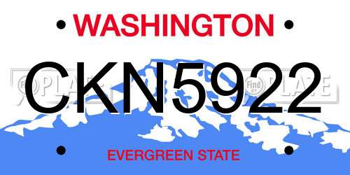 CKN5922 Washington License Plate