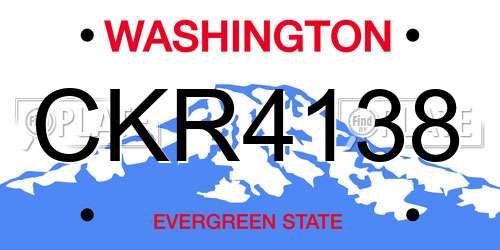 CKR4138 Washington License Plate