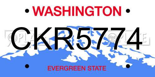 CKR5774 Washington License Plate
