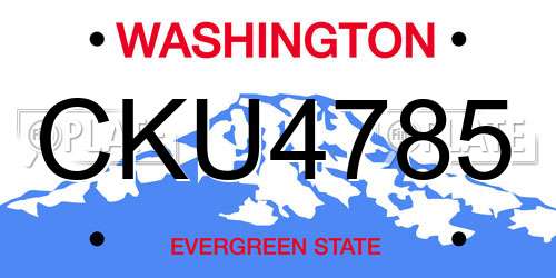 CKU4785 Washington License Plate