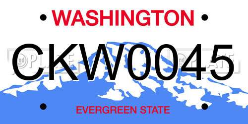 CKW0045 Washington License Plate