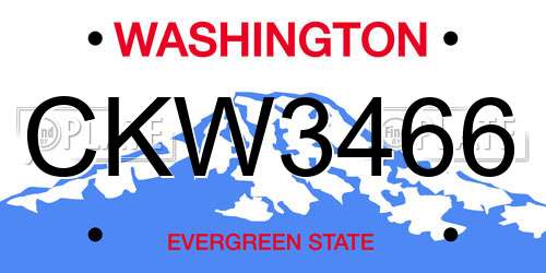 CKW3466 Washington License Plate