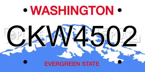 CKW4502 Washington License Plate