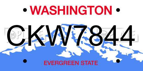 CKW7844 Washington License Plate