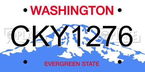 CKY1276 Washington License Plate
