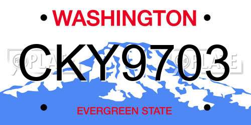 CKY9703 Washington License Plate