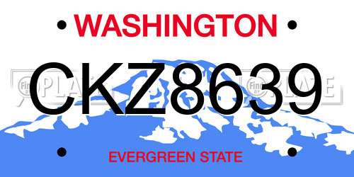 CKZ8639 Washington License Plate