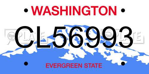 CL56993 Washington License Plate