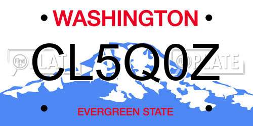 CL5Q0Z Washington License Plate