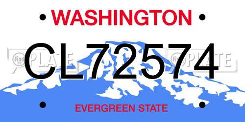 CL72574 Washington License Plate