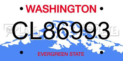 CL86993 Washington License Plate