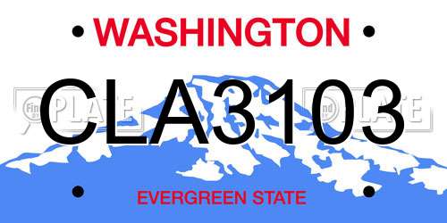 CLA3103 Washington License Plate