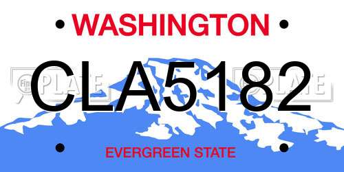 CLA5182 Washington License Plate