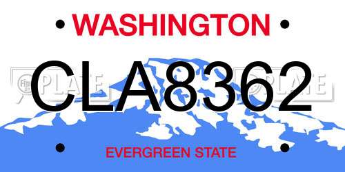CLA8362 Washington License Plate