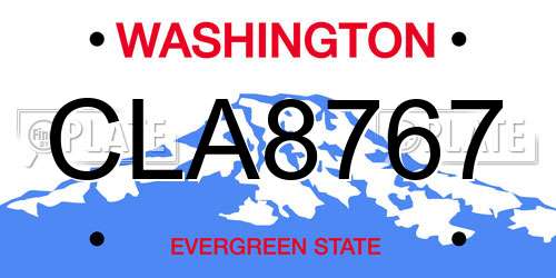 CLA8767 Washington License Plate