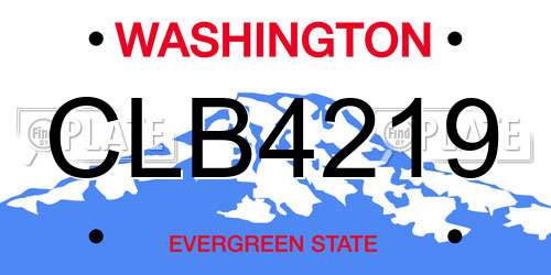 CLB4219 Washington License Plate