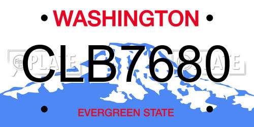 CLB7680 Washington License Plate