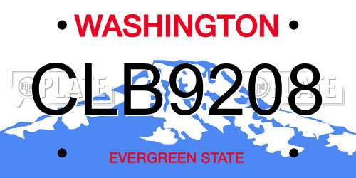 CLB9208 Washington License Plate