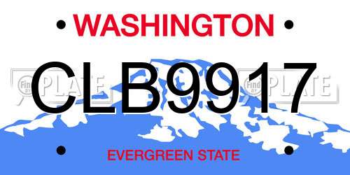 CLB9917 Washington License Plate