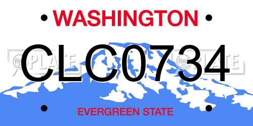CLC0734 Washington License Plate