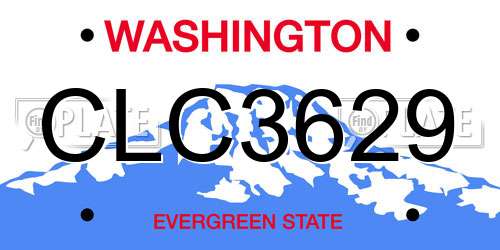 CLC3629 Washington License Plate