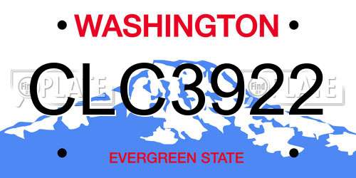 CLC3922 Washington License Plate