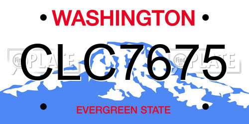 CLC7675 Washington License Plate