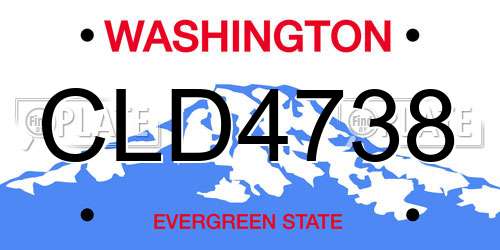 CLD4738 Washington License Plate