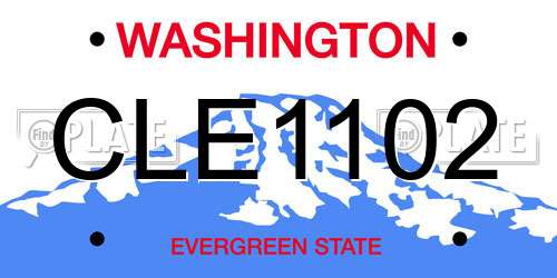 CLE1102 Washington License Plate