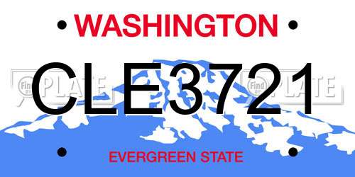 CLE3721 Washington License Plate