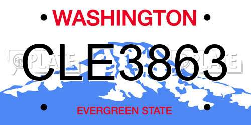 CLE3863 Washington License Plate