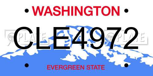CLE4972 Washington License Plate