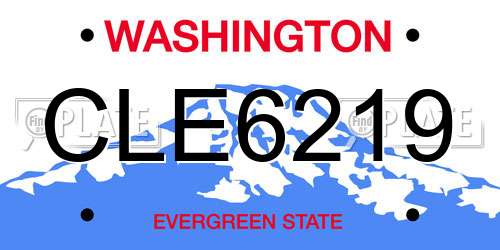CLE6219 Washington License Plate