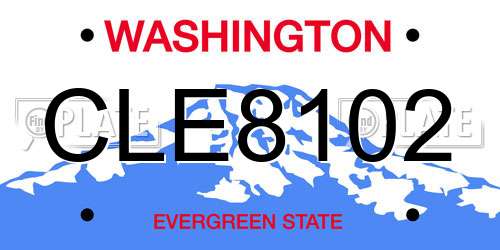 CLE8102 Washington License Plate