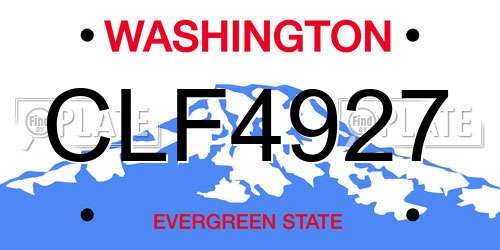 CLF4927 Washington License Plate