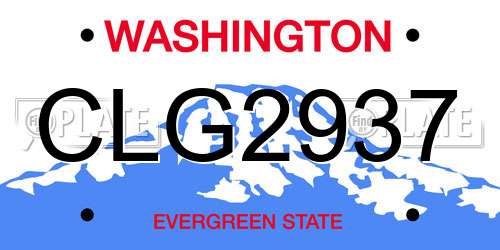 CLG2937 Washington License Plate