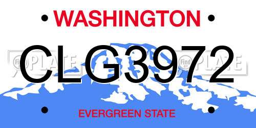 CLG3972 Washington License Plate
