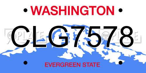 CLG7578 Washington License Plate