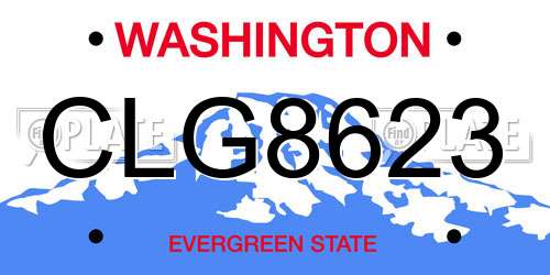 CLG8623 Washington License Plate