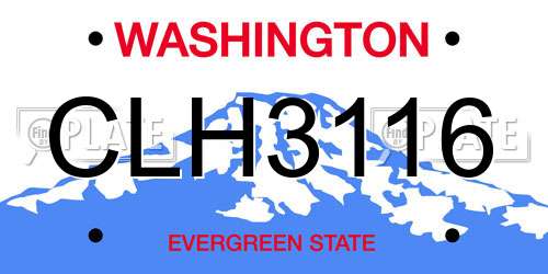 CLH3116 Washington License Plate