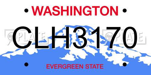 CLH3170 Washington License Plate