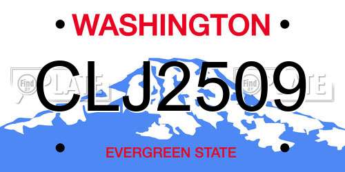 CLJ2509 Washington License Plate