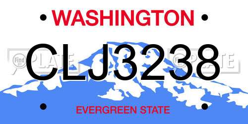 CLJ3238 Washington License Plate