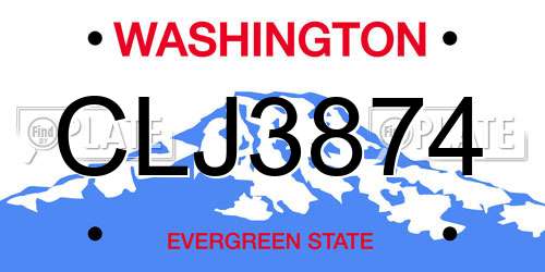 CLJ3874 Washington License Plate