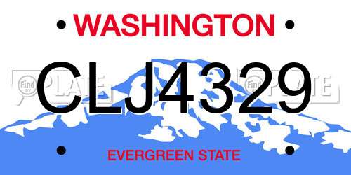 CLJ4329 Washington License Plate