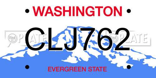 CLJ762 Washington License Plate